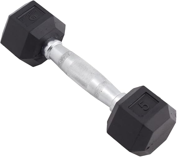 Body Sport Rubber Encased Hex Dumbbell Weight, Single Dumbbells for Exercises Strength Training Equipment Home Gym Accessories Weight Training