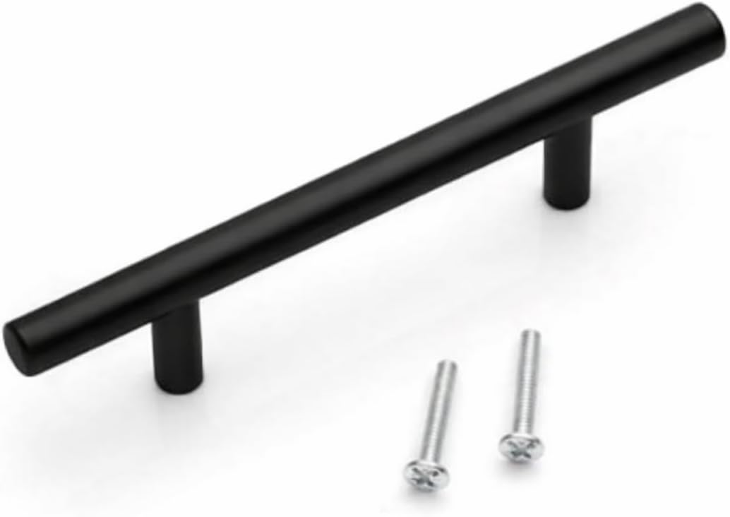 Paslanmaz Metal Kulp, Mat Siyah, Dolap Çekmece Mobilya Kulbu, TV Ünitesi Yatak Odası Vestiyer Mutfak için (128 mm, Adet, 1)