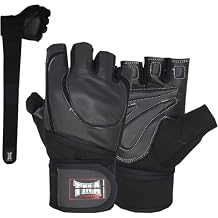 TMA Weight Lifting Gloves for Gym Workout Cowhide Leather, Long Wrist Support with Anti Slip Palm Protection Great Grip for Fitness, Bodybuilding, Powerlifting, Strength Training & Exercise