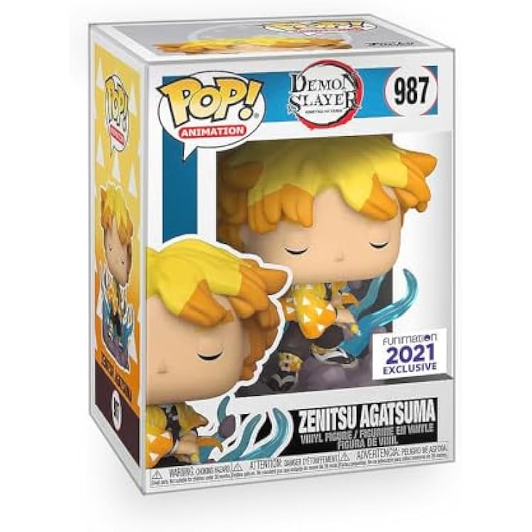 Pop Anime: Demon Slayer - Zenitsu Agatsuma Transforming Thunder Breathing Limited Edition Exclusive Vinyl Figure Bundle with Compatible Funko Box Protector