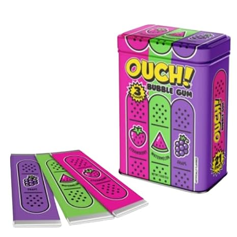 Bubble Gum Sticks, 2 oz Metal Tin, Case of 12, 90's Candy, Nostalgic Bandage Themed Old-School candy