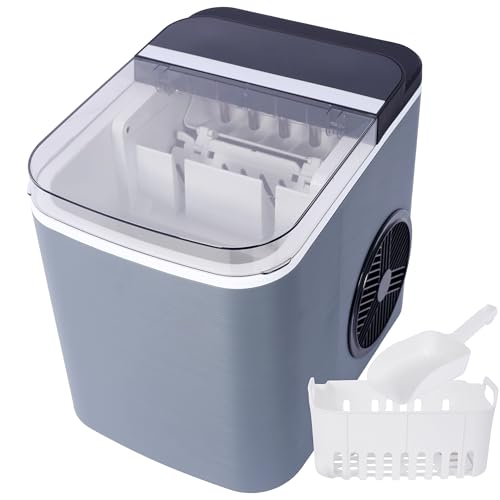 Countertop Ice Maker Machine, Ready in 6 Mins, 26lbs Per Day, Auto-Cleaning Portable Ice Maker with Basket and Scoop, for HomeKitchenCampingRV