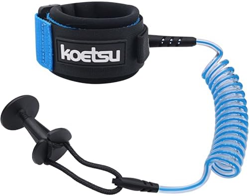 KOETSU Premium Bodyboard Leash - Adjustable Ankle Strap with Quick-Release, Heavy-Duty TPU Coiled Tether for Men, Women, Kids - Non-Tangle Design for Ocean, Beach, Water Sports