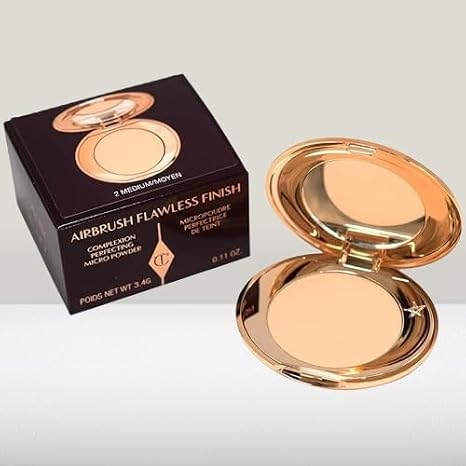 Charlotte Tilbury ORIGINAL | Airbrush Flawless Finish Micro Powder | Travel Size | 3.5g Travel Size| by BELLA Cloud.Sales Cosmetics (2 MEDIUM (Travel Size), 0.12 Ounce (Pack of 1))