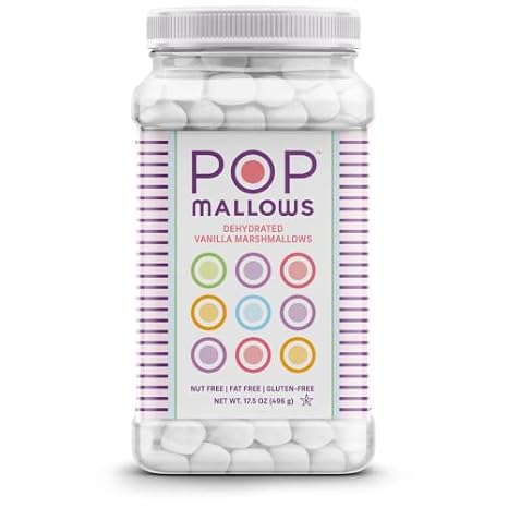 Only Kosher Candy Dehydrated Marshmallows Vanilla Flavors, Gluten Free, Nut Free & Fat Free, Kosher Certified White Pop Mallows in Jar, Perfect for Topping & Baking (large)