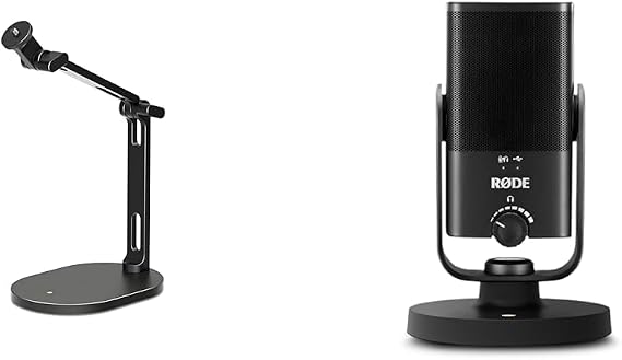 RDE DS2 Desktop Studio Arm for Microphones, Cameras, Smartphones, Lights and Other Accessories & NT-USB Mini Versatile Studio-quality Condenser USB Microphone with Free Software for Podcasting