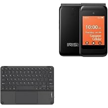 BoxWave Keyboard Compatible with Consumer Cellular IRIS Easy Flip - SlimKeys Bluetooth Keyboard with Trackpad, Portable Slim TouchPad - Jet Black