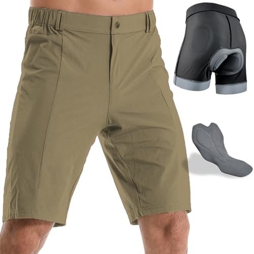 Wulibike Mountain Bike Shorts for Men,4D Padded Loose-fit Removable Underwear,Cycling Biking Shorts Mens with Zipper Pocket