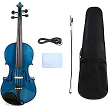 Cello Kit Violin 4 String Blue 3/4 Electric Acoustic Violin Spruce+Maple Free Case Bow (Color : Blue)