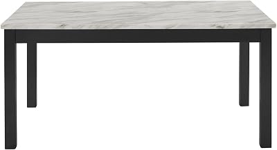 New Classic Furniture Celeste 5-Piece Faux Marble Dining Table Set with 1 Table and 4 Chairs, 64-Inch, Grey