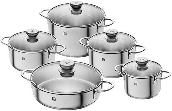 Zwilling Nova 18/10 Paslanmaz Çelik, 5 Parça Gri Tencere Seti