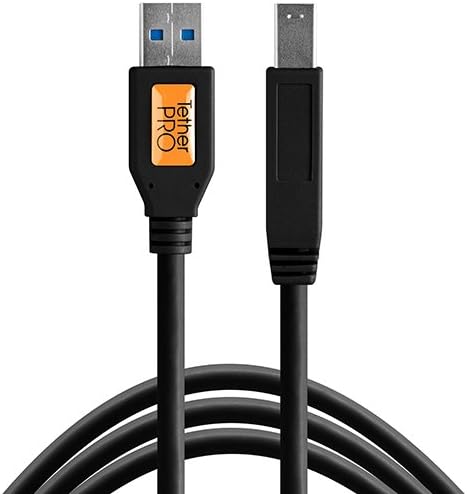 Tether Tools TetherPro USB 3.0 to USB-A to USB-B | for Fast Transfer and Connection Between Camera and Computer | Non-Reflective Black | 15 Feet (4.6 m)