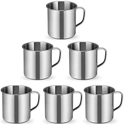 3 Adet Kırılmaz Tabldot Bardağı Paslanmaz Çelik Metal Su Bardağı 250ml Ömürlük Kulplu Kupa Bardak