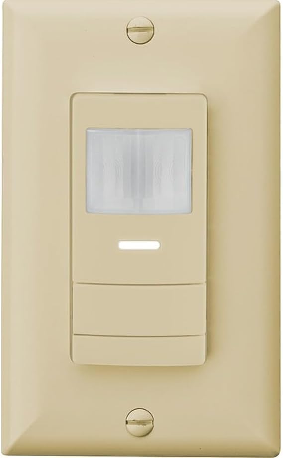 SensorSwitch Wall Mount Motion Sensor Switch, Passive Infrared Wall Switch and Occupancy Sensor and Dusk-to-Dawn Photocell, WSX Series, Single Relay, Ivory