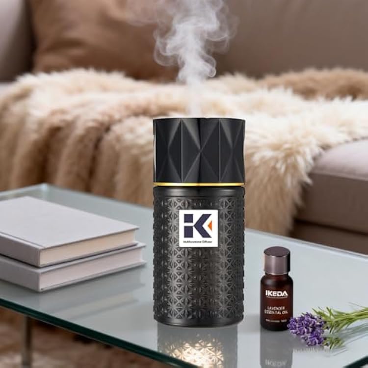 Essential Oil Diffuser, 35 Million Negative Ions Fresh Air, Glass Oil Diffuser with Warm Night Light, Auto Shut-Off, 250ml Ultrasonic Cool Mist Humidifier for Home,Car,Spa,Yoga Black, Lavender