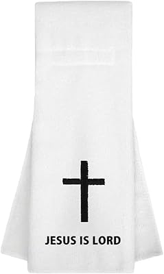 1 Pcs Christian Cross Football Towel,Cotton Quarterback QB Sports Towel with Hook and Loop Closure,Bible Cross Design for Football,Gym, Field Training White