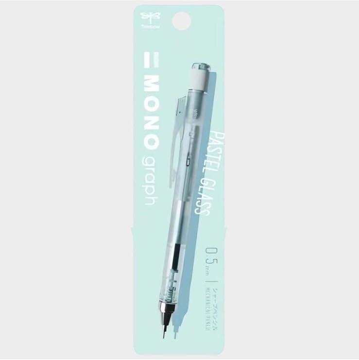 Tombow Mechanicai Kalem Mono Grafik| Yenilikçi Sarsıntı Mekanizması MONO Silgi Özellikleri | LIMITED EDITION Pastel Cam Renk| 0,5 mm| Mavi