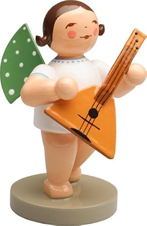 Wendt & Kuhn Handpainted Wooden Grunhainichen Angel with Balalaika