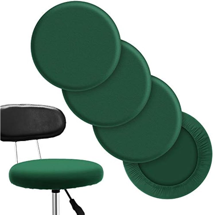 Tatuo Round Bar Stool Seat Covers Washable Stool Cushion Slipcover Elastic Bar Chair Covers for 14-17 Inch Chair Green, 4 Pieces