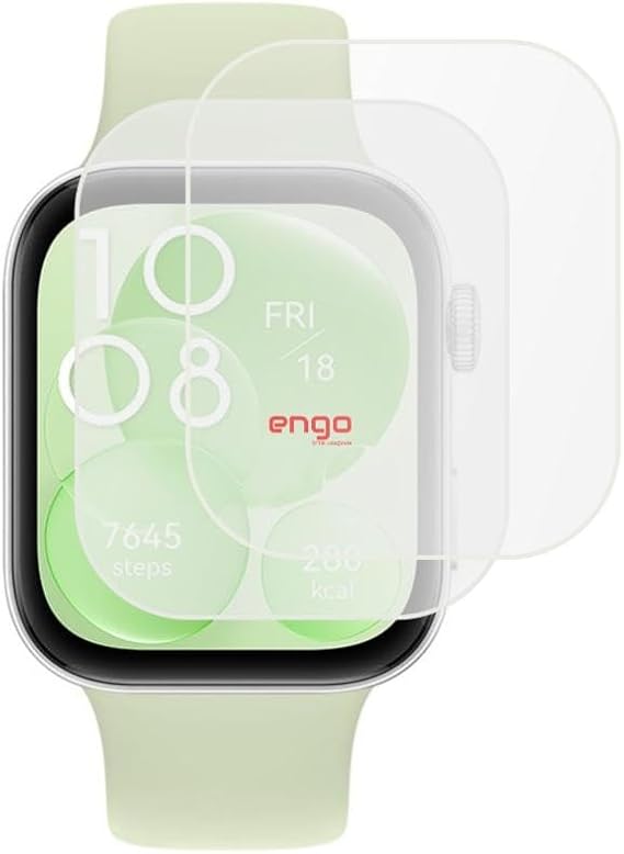 Engo Huawei Watch Fit 3 İle Uyumlu Ekran Koruyucu, Tam Kaplayan Akıllı Saat Koruması, Çizilmeye Dayanıklı Tpu Koruma 2 Adet, Hd Şeffaf