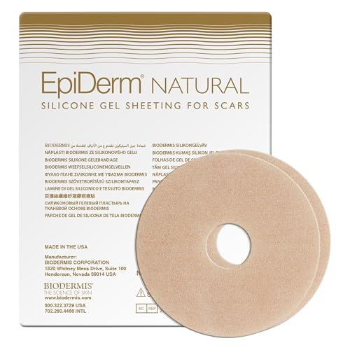EpiDerm Areola Circles Silicone Scar Sheets for Surgical Scars from Areola Reconstruction & Breast Augmentation - Washable & Reusable Silicone Sheets - Complements Mastopexy Forms - 1 Pair, Natural
