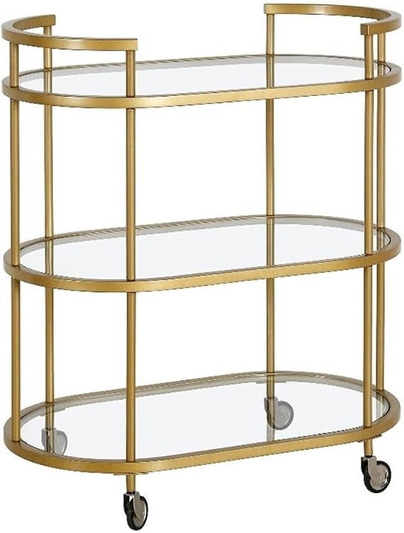 Henn&Hart 30" Wide Oval Bar Cart in Brass, Bar Carts for the Home