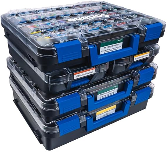 Sortimo T-BOXX 320 with 48 Inset Boxes H63 - Ideal for Small Parts such as Screws & Nuts Transparent Lid for Quick Access Robust & Compatible with Sortimo Vehicle Equipment & WorkMo