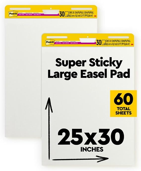 Post-it Super Sticky Easel Pad, 25 x 30 in, White, 2 Pads