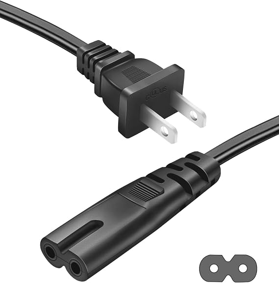 2 Prong AC Power Cord for Xbox Series X/S One S/X PS5 PS4 PS3 Slim, 6 Ft