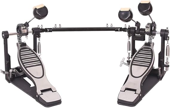 Double pedal Bass drum pedal,Professional Double Chain Drum Step on Hammer with 3 Drum Beater Stick and Drum Key