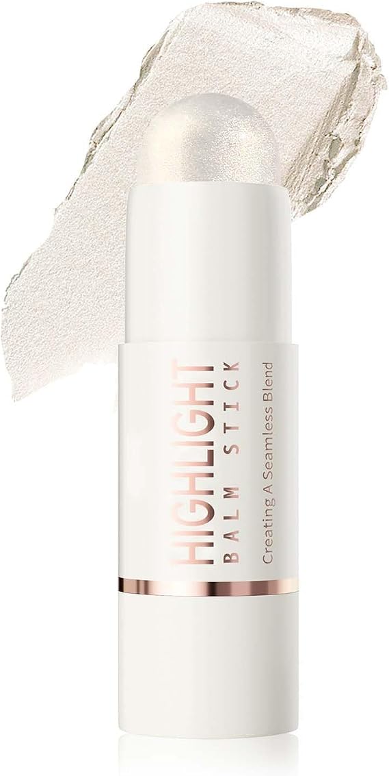 Highlighter Makeup Stick, Cream Balm, Pearly White Shimmer, 1 Stick | Rounded Tip For Targeted Application, No Separate Applicator Required, For Daily Make-Up, Cheekbones And Nose Bridge