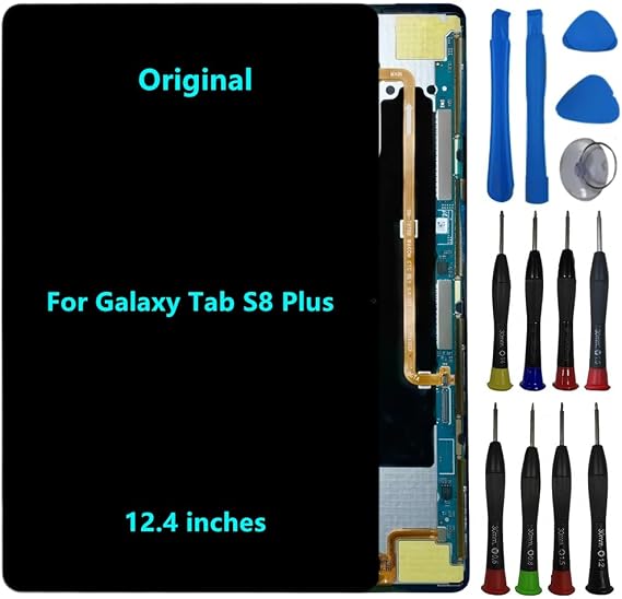 12.4" Original for Samsung Galaxy Tab S8 Plus Screen Replacement Galaxy Tab S8+ SM-X800 SM-X806 SM-X806U SM-X806B SM-X806N Display Touch Screen Digitizer Assembly with Repair Tool