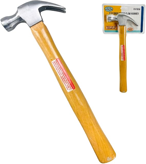 11.75" (30 cm) Premium Drop Forged Claw Hammer | | 8 Oz Weight | Dual-purpose Flat & Claw Ends | Heat-Treated Durability