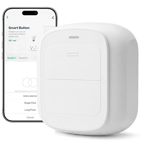 Smart Button Wireless Mini Switch Remote One Touch Button WiFi Wireless Switch, 2-Key 2-Way Control, Customized Actions, Lighting Multiple appliances Control via Smart Life APP