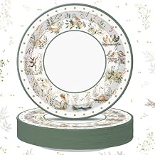 Potchen 48 Pcs 12 Days of Christmas Plates Sage Green Vintage Disposable Paper Plates Holiday Dessert Plate for Xmas Holiday Family Gatherings Party Salad Serving