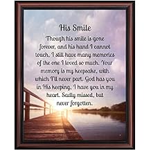 Memorial Gifts for Loss of Husband, Sympathy Gift, His Smile In Memory of Loved One, Picture Frames for Sympathy Gift Baskets, Bereavement Gifts for Loss of Father, Loss of Son Condolence Gift, 2182W