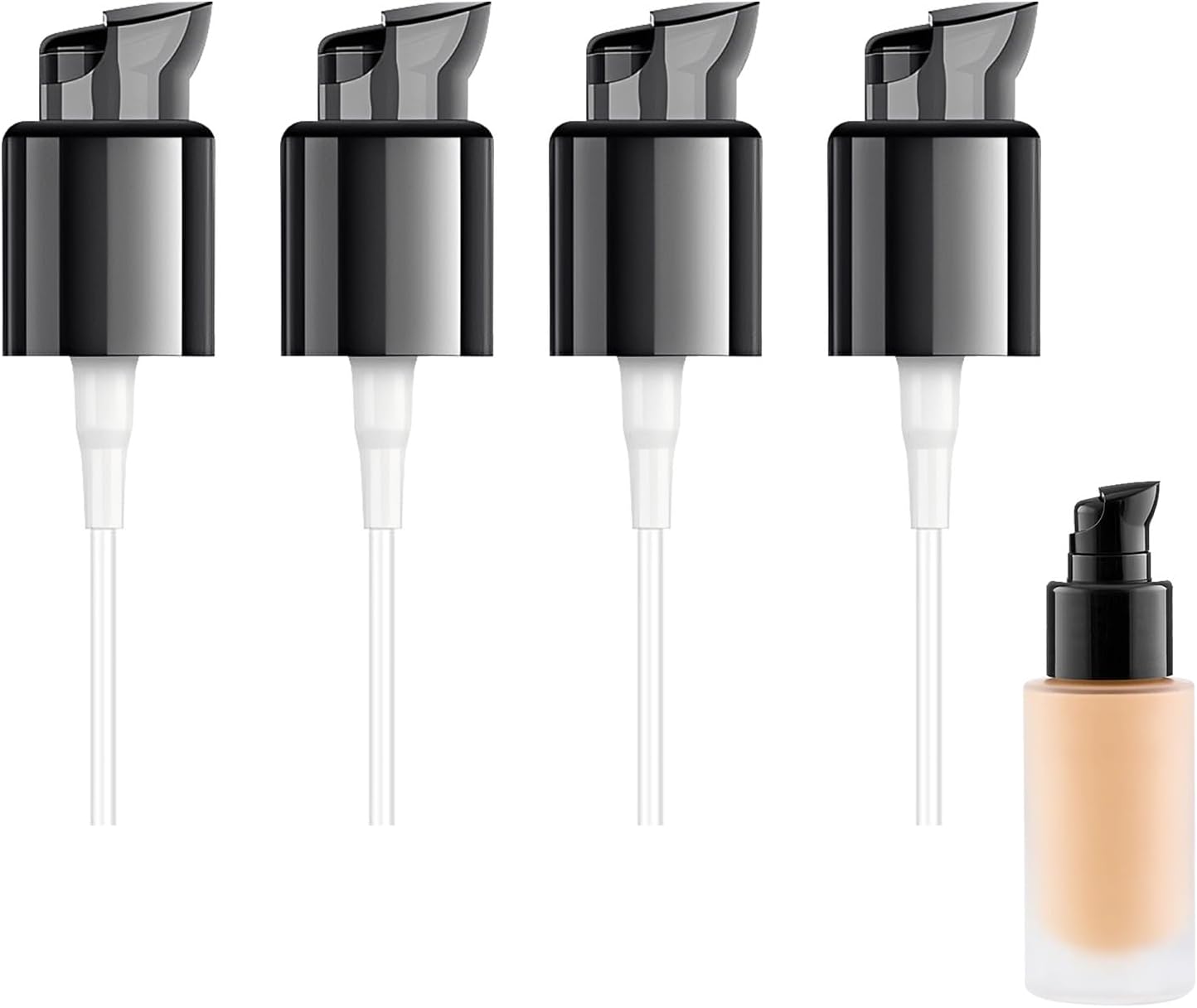 4pcs Replacement Foundation Pumps for MAC and Estee Lauder Double Wear, Black ispenser Pump with Protective Cap and Pressure Head Durable and Lightweight for Make-Up Cosmetic Liquid Foundation Pump