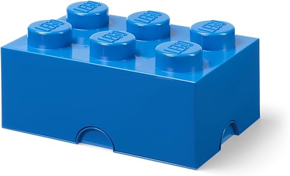 Room Copenhagen, LEGO Storage Brick 6 Stud Brick Box Stackable Storage Containers - Decorative Organizational Building Blocks for Kid's Toys and Accessories - 14.7 x 9.8 x 7.1 in. (Bright Blue)