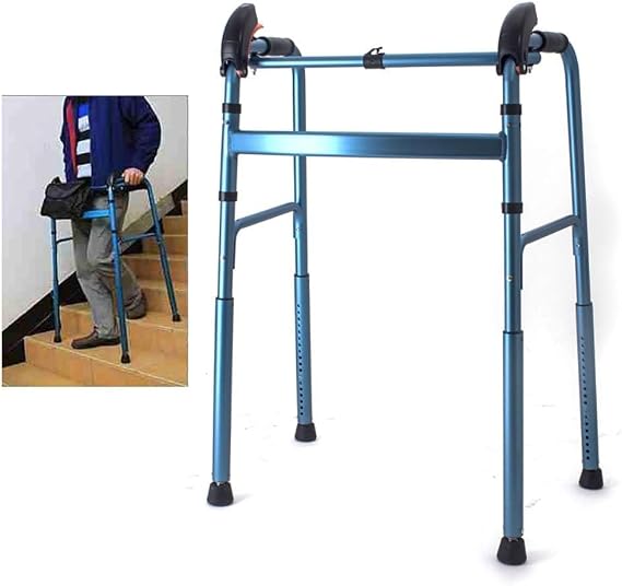 Stair Climbing Assist Walker - Adjustable Aluminum Folding Walking Frame for Elderly & Disabled - Mobility Aid Auxiliary Walker