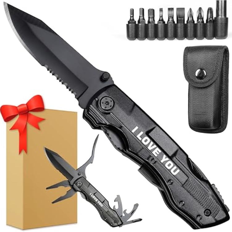 Gifts for Men Him Dad,Pocket Multitool Knife,Christmas Stocking Stuffers,Anniversary Birthday Gifts for Husband Boyfriend Guy Groomsmen,Fathers Day