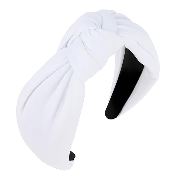 White Headbands for Women Knotted Headbands, Large Head Bands for Women's Hair Wide Head Bands, Thick Head Band Womens Fashion Head Band Hair Accessories for Women