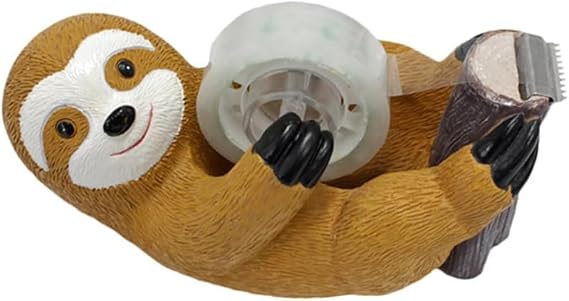 SlothTape Dispenser, Hibucuo Cute Animal Sloth Tape Dispenser, Fun Sloth Small Tape Dispenser,Resin Tape Cutting Tools,for Office Schools Home Kids Wrapping Gifts Novelty Clear Tape Dispenser