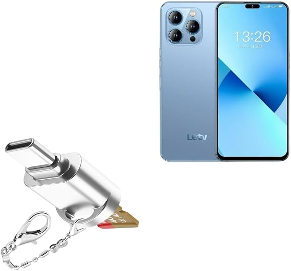BoxWave Adapter Compatible with LeTV Le 1 Pro - Micro SD Card miniReader, USB Type-C OTG Reader USB3.0 Adapter Keychain - Metallic Silver
