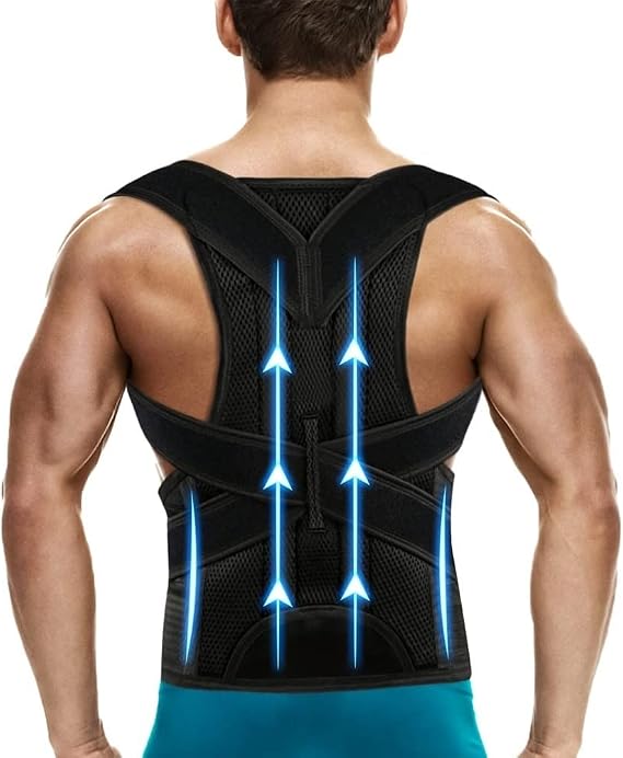 Posture Corrector for Men & Women,Adjustable Back Brace for Lumbar Support and Upright,Breathable Full(Black Large)