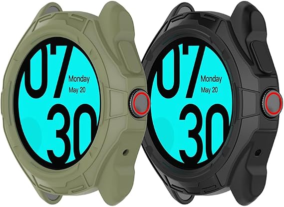 Methray Watch Cases Compatible with Ticwatch Pro 5 Case (No Screen Protector) Soft TPU Protective Cover Accessories (Green+Black)