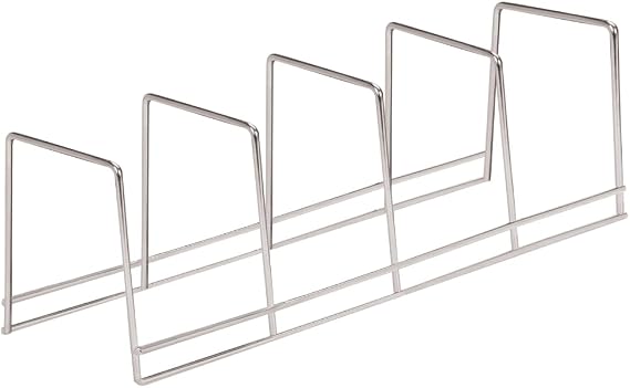 Better Houseware 1494/4 Pot Pan Organizer Under Cabinet, Plate Rack, standard, Silver, 4 divided slots