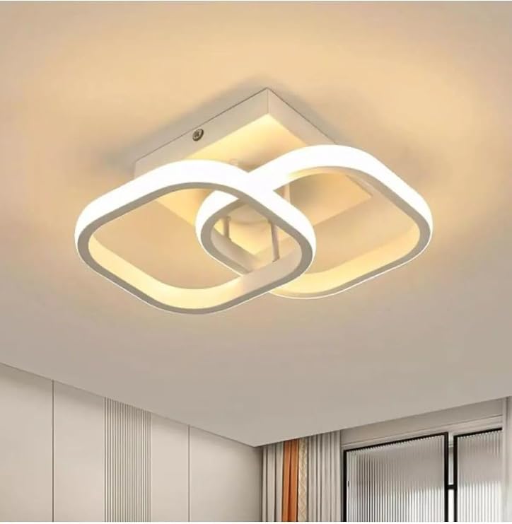 Lambadar Hollykare Model Tekli Plafonyer Led Beyaz Işık Ultrapower Led Avize Salon Mutfak Oda Hol Ledli Avize Beyaz Tek Ebat 0017-Holly-Kare-Wht