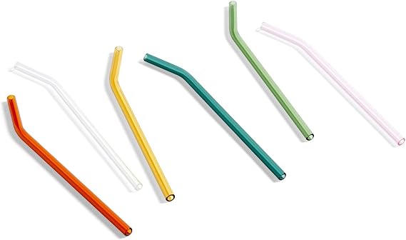 HAY AB492-B047-AG24 Borosilicate Glass Straws Pack of 6 Height: 19 cm Diameter: 0.8 cm