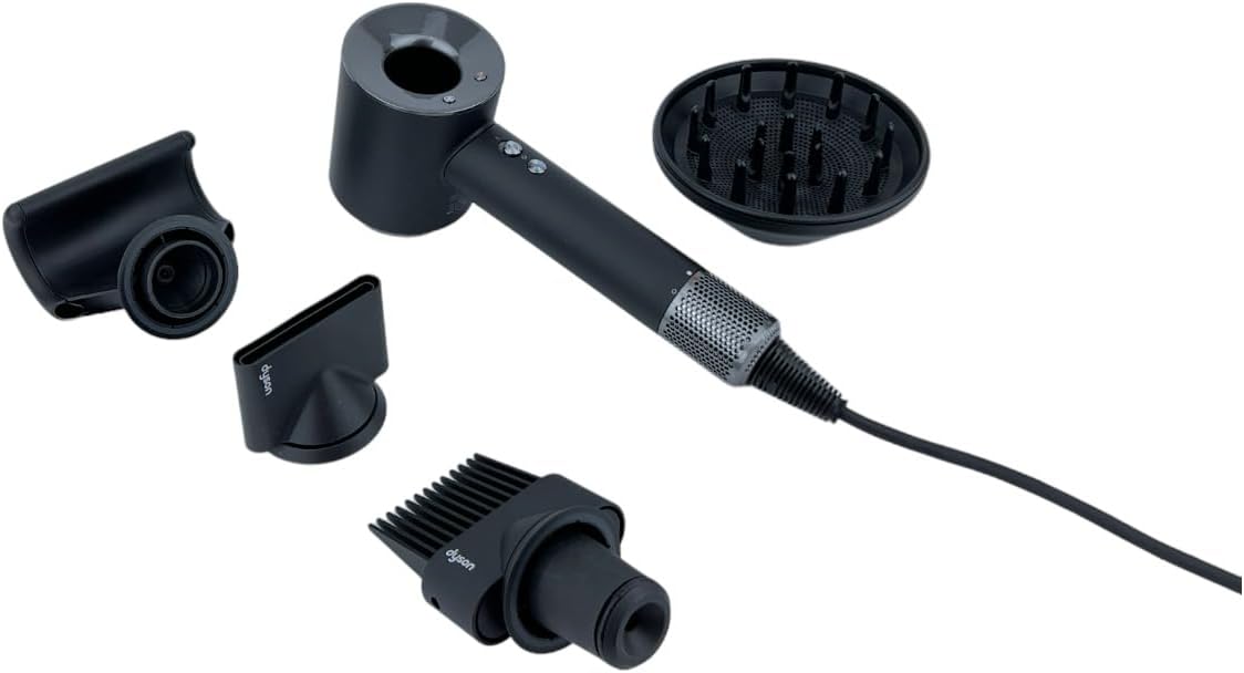 dyson supersonic hd07 hair dryer with 5 attachments black  nickel hair dryer 110000 rpm hair dryer with cold setting ion technology: gentle styling no extreme heat