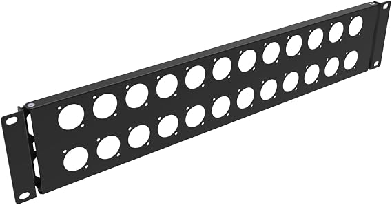 2U Hinged Blank Patch Panel w 24 D-Series Connectors Punch-Out